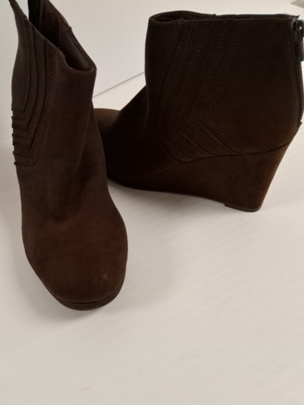 Sugar Women's Dark Brown Suede Wedge Ankle Booties